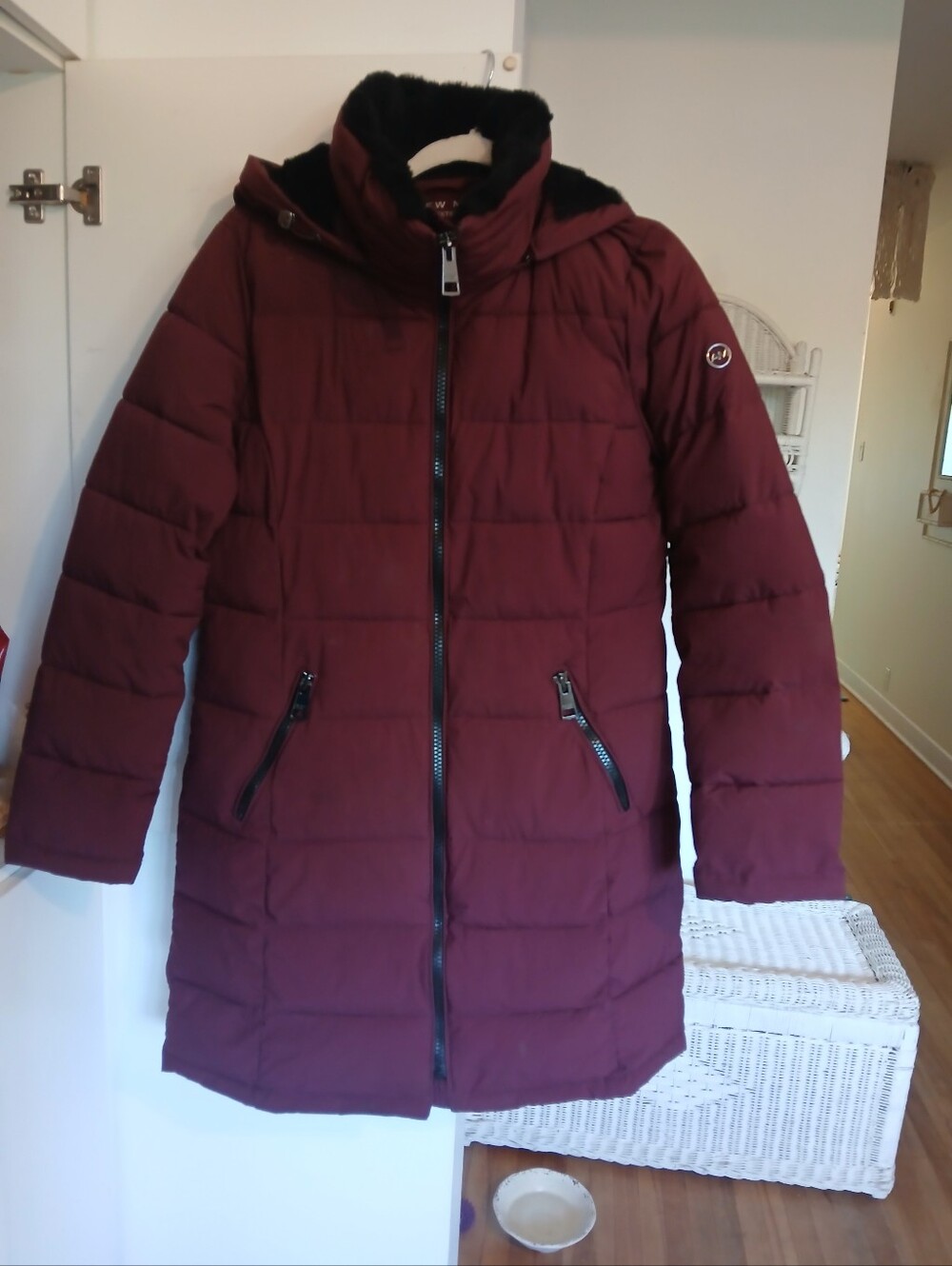 Andrew Marc Women's Long Quilted Puffer Coat - Burgundy